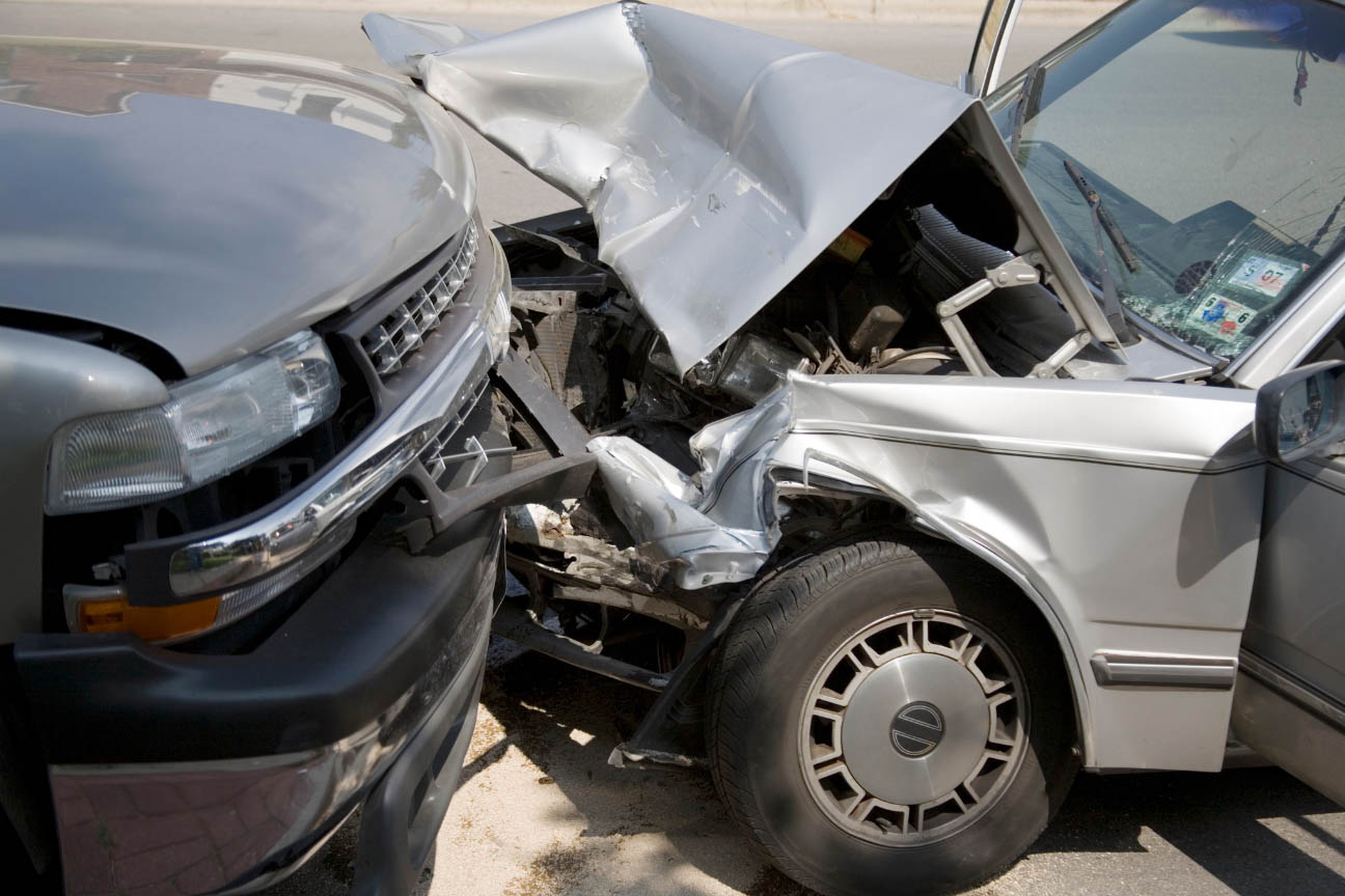 Head on collision between two cars